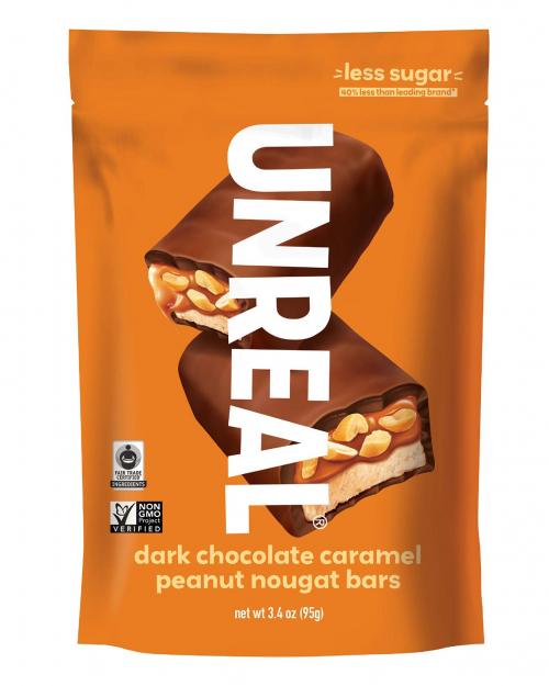 Unreal Dark Chocolate Caramel Peanut Nougat Bars, 3.4 oz.