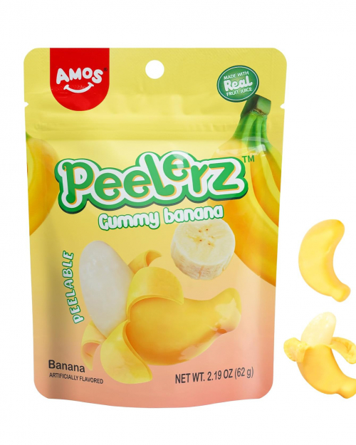 Amos Peelable Banana Gummies Gluten Free, 2.19oz Bag (Pack of 3)