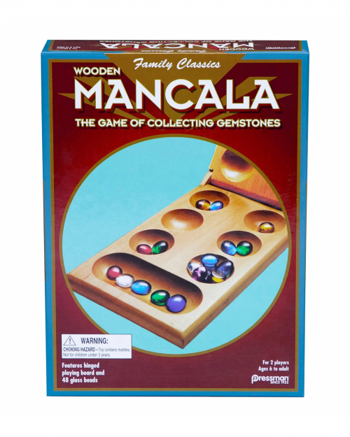 Pressman Mancala - Real Wood Folding Set, with Multicolor Stones by Pressman